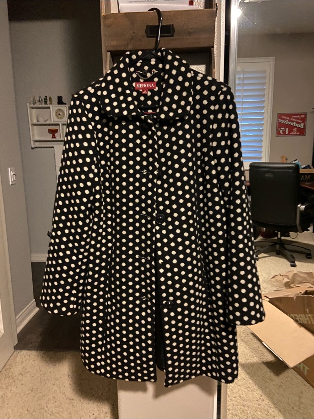 Merona Black and White Polka Dot Pea Coat